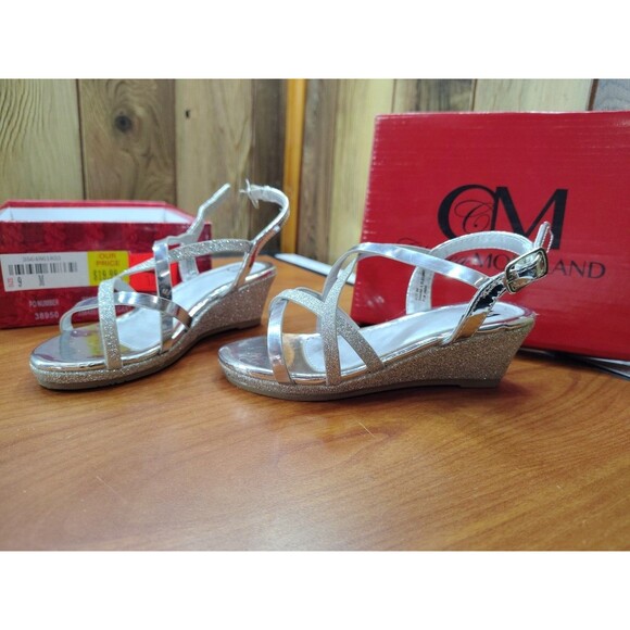 Chelsea Moreland Shoes Silver Glitter Rhinestone Girls 9M Lil Elegant Stunning - Picture 3 of 7